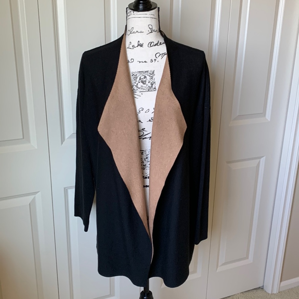NWT Eileen Fisher Silk and Organic Coton Drape Front Cardigan, sz L
